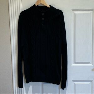 Chaps Men's NavySweater with Button Detail